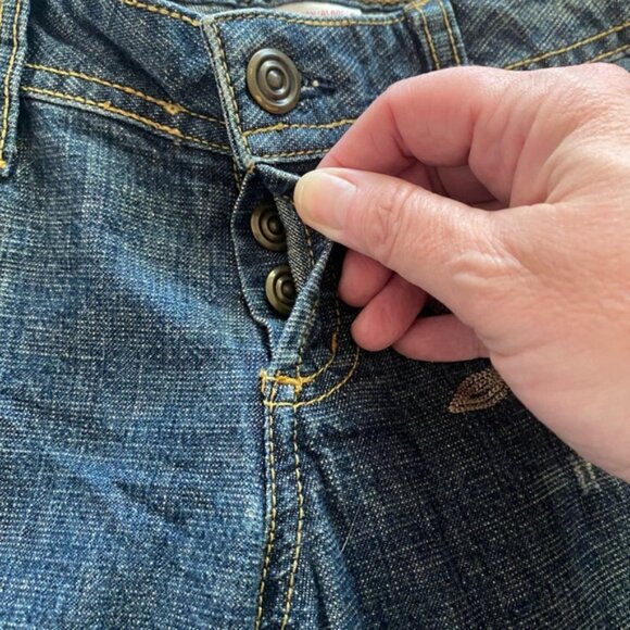 Vintage Y2K Low Rise Button Fly Embroidered Straight Leg Jeans - Picture 7 of 9